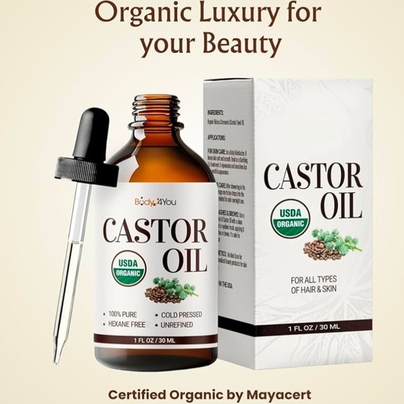 Organic Castor oil for lash growth and hair growth 1 fl oz eyebrow growth - Picture 2 of 3